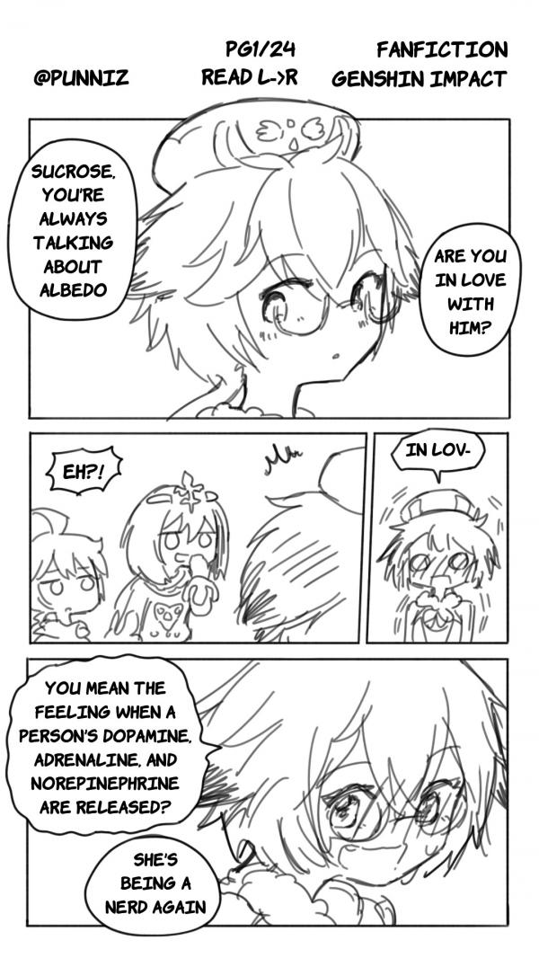 Wholesome Sucrose and Albedo Genshin Impact Fan Comic